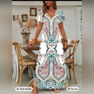 Elegant Paisley Print Maxi Dress